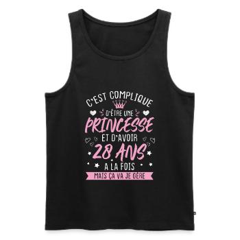 Une princesse et d'avoir 28 ans, Cadeau 28 ans - Débardeur bio Premium Homme - noir - Devant - AI Model Male 178 light (178cm)