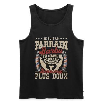 Je suis un parrain barbu normal fans barbe - Débardeur bio Premium Homme - noir - Devant - Michal (187cm)