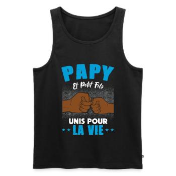papy petit fils unis pour la vie check humour - Débardeur bio Premium Homme - noir - Devant - Michal (187cm)