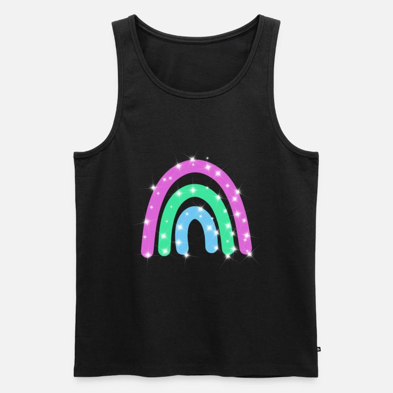 Polysexual Glitzer Regenbogen - Männer Premium Bio Tank Top - Schwarz