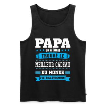 papa meilleur cadeau du monde c'est nous humour - Débardeur bio Premium Homme - noir - Devant - Michal (187cm)