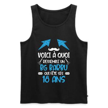 Beau gosse fête ses 18 ans anniversaire BG barbu - Débardeur bio Premium Homme - noir - Devant - AI Model Male 178 light (178cm)