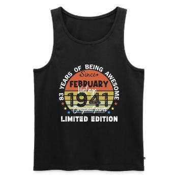 83 Years Old Made In 1941 Vintage February 1941 - Men's Premium Organic Tank Top - black - Front - AI Model Male 178 light (178cm)