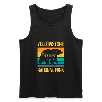 Jahrgangsbär des Yellowstone-Nationalparks - Männer Premium Bio Tank Top - Schwarz - Vorne - AI Model Male 178 light (178cm)