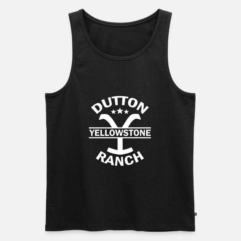 Schaltfläche Yellowstone - Männer Premium Bio Tank Top - Schwarz
