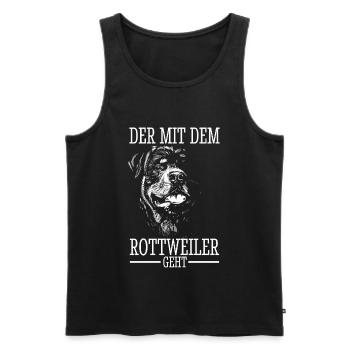 Rottweiler Rottie Papa Vater Mann Gassi Dad - Männer Premium Bio Tank Top - Schwarz - Vorne - Michal (187cm)