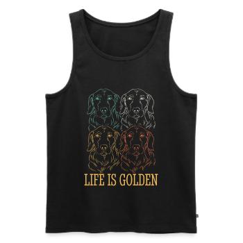 Das Leben ist Golden Retriever Retro - Männer Premium Bio Tank Top - Schwarz - Vorne - Michal (187cm)