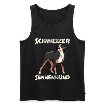 Sennenhund suisse Vintage Retro Tête de chien - Débardeur bio Premium Homme - noir - Devant - AI Model Male 178 light (178cm)