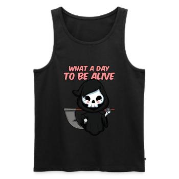 What a day to be alive - Männer Premium Bio Tank Top - Schwarz - Vorne - AI Model Male 178 light (178cm)