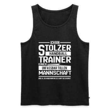 Handballtrainer Geschenk für den Trainer - Männer Premium Bio Tank Top - Schwarz - Vorne - Michal (187cm)