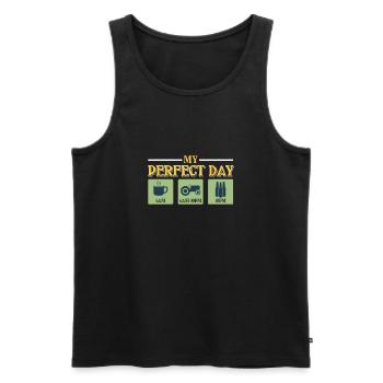 tractor - Men's Premium Organic Tank Top - black - Front - Michal (187cm)