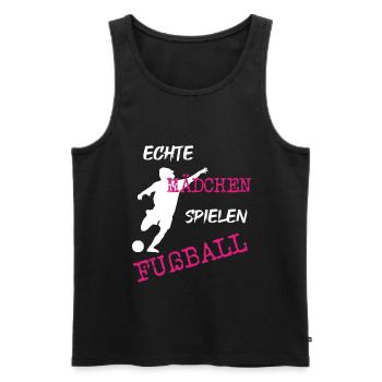 echter Mädchenfußball - Männer Premium Bio Tank Top - Schwarz - Vorne - AI Model Male 178 light (178cm)