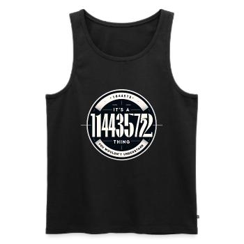 1443572 badge d’identité exclusif - Débardeur bio Premium Homme - noir - Devant - AI Model Male 178 light (178cm)