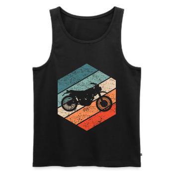 Motorrad Scrambler Retro 80er Biker Geschenk - Männer Premium Bio Tank Top - Schwarz - Vorne - AI Model Male 178 light (178cm)
