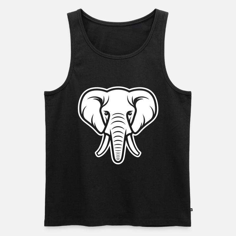 Elefant Kopf - Männer Premium Bio Tank Top - Schwarz