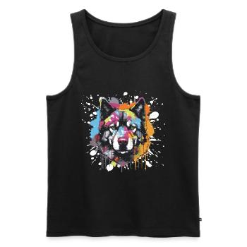 Akita Hund Pop Art Kopf - Männer Premium Bio Tank Top - Schwarz - Vorne - Michal (187cm)
