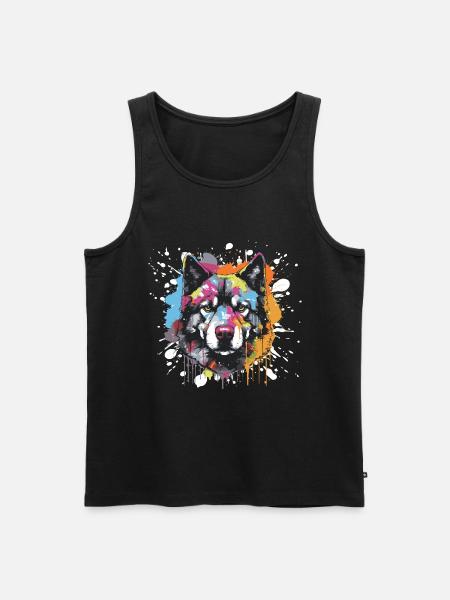 Akita Dog Pop Art Head - Men's Premium Organic Tank Top - black