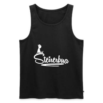Steirerbua – Stolz auf steirische Wurzeln - Männer Premium Bio Tank Top - Schwarz - Vorne - AI Model Male 178 light (178cm)