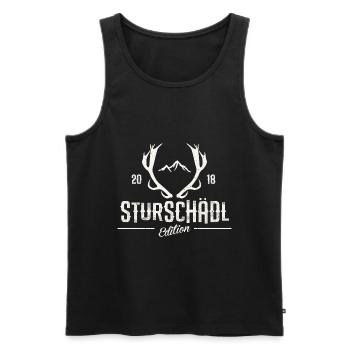 Sturschädl Edition: Für echte Sturköpfe mit Stil - Männer Premium Bio Tank Top - Schwarz - Vorne - AI Model Male 178 light (178cm)