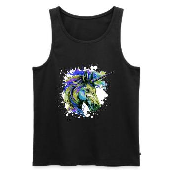 Unicorn Head Portrait Colorful - Men's Premium Organic Tank Top - black - Front - AI Model Male 178 light (178cm)