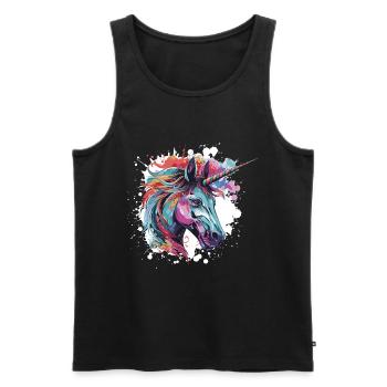 Unicorn Head Portrait - Men's Premium Organic Tank Top - black - Front - AI Model Male 178 light (178cm)