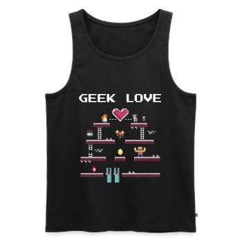 Geek Love Retro Pixel - Männer Premium Bio Tank Top - Schwarz - Vorne - AI Model Male 178 light (178cm)
