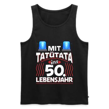 50 Geburtstag Geschenk Mann Feuerwehr Polizei - Männer Premium Bio Tank Top - Schwarz - Vorne - Michal (187cm)