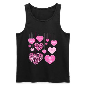Hearts Bouquet - LOVE PEACE FREEDOM 2 - Men's Premium Organic Tank Top - black - Front - AI Model Male 178 light (178cm)