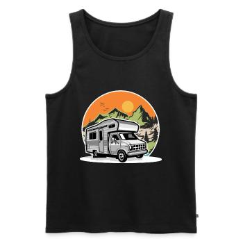 Camping Camper Campen - Männer Premium Bio Tank Top - Schwarz - Vorne - AI Model Male 178 light (178cm)
