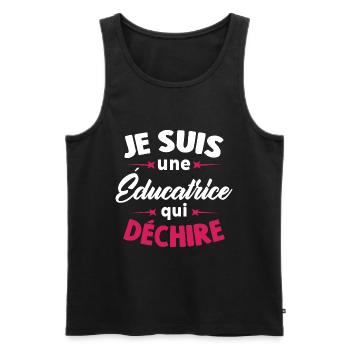 Je suis une éducatrice qui déchire - Débardeur bio Premium Homme - noir - Devant - Michal (187cm)