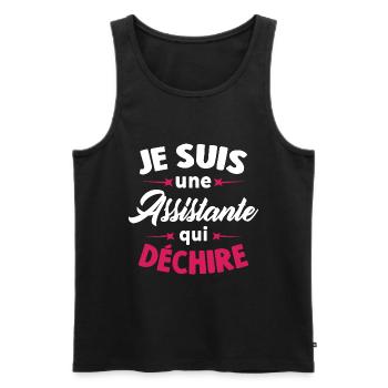 Je suis une assistante qui déchire - Débardeur bio Premium Homme - noir - Devant - Michal (187cm)