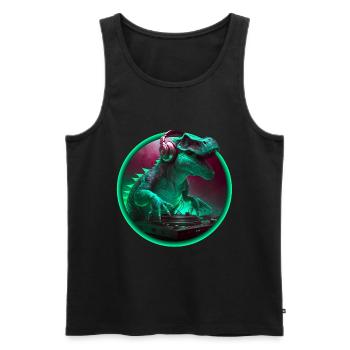Dino DJ Musicien Kids Party Chemise cadeau - Débardeur bio Premium Homme - noir - Devant - Michal (187cm)