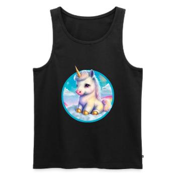 Seated baby unicorn in clouds - Men's Premium Organic Tank Top - black - Front - AI Model Male 178 light (178cm)