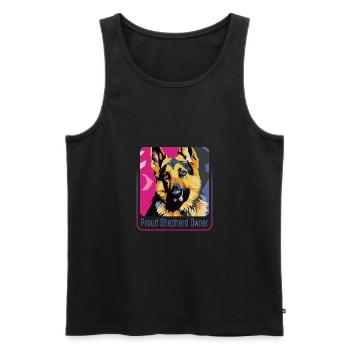 Stylish Shepherd Owner - Men's Premium Organic Tank Top - black - Front - AI Model Male 178 light (178cm)