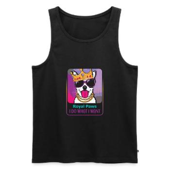 Stubborn Dog King - Men's Premium Organic Tank Top - black - Front - AI Model Male 178 light (178cm)