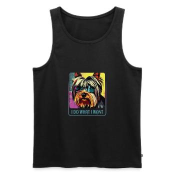 Stubborn Yorkie - Men's Premium Organic Tank Top - black - Front - AI Model Male 178 light (178cm)