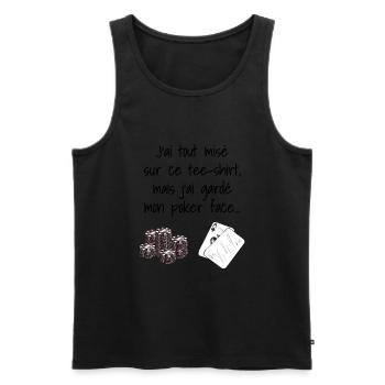 T-SHIRT POKER FACE / ALL-IN POKER FACE - Débardeur bio Premium Homme - noir - Devant - Michal (187cm)