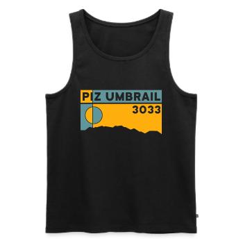 Piz Umbrail Mountain Tour, Ski Touring, Mountain Bike Trail - Men's Premium Organic Tank Top - black - Front - AI Model Male 178 light (178cm)