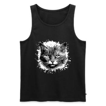 Katze Kopf Porträt Tier - Männer Premium Bio Tank Top - Schwarz - Vorne - Michal (187cm)