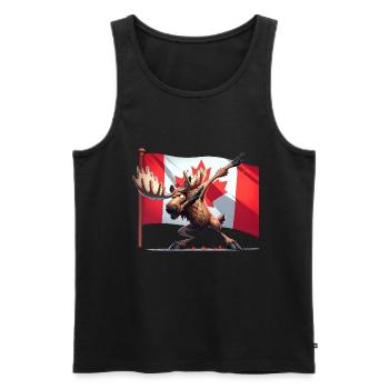 Moose Salute: Canada's Pride - Men's Premium Organic Tank Top - black - Front - Michal (187cm)