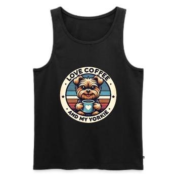 Ich brauche Kaffee und meinen Yorkie - Männer Premium Bio Tank Top - Schwarz - Vorne - Michal (187cm)