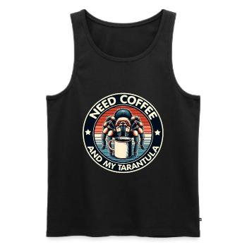 Brauche nur Kaffee und meine Vogelspinne - Männer Premium Bio Tank Top - Schwarz - Vorne - Michal (187cm)