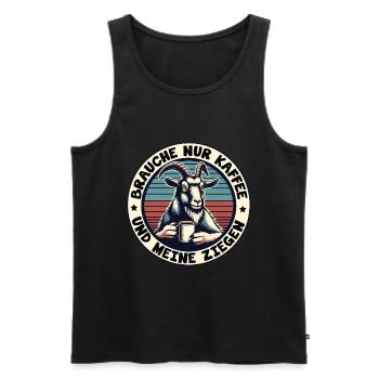 Brauche nur Kaffee und meine Ziegen - Männer Premium Bio Tank Top - Schwarz - Vorne - Michal (187cm)