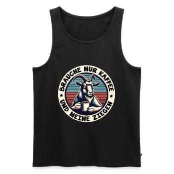 Brauche nur Kaffee und meine Ziegen - Männer Premium Bio Tank Top - Schwarz - Vorne - Michal (187cm)