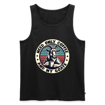 Brauche nur Kaffee und meine Ziegen - Männer Premium Bio Tank Top - Schwarz - Vorne - Michal (187cm)