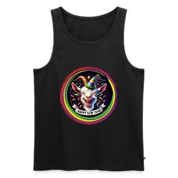 Neujahr Silvester lustige Ziege feiert Party - Männer Premium Bio Tank Top - Schwarz - Vorne - Michal (187cm)