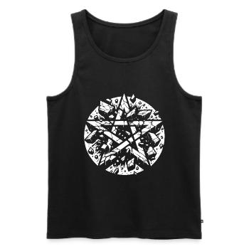 Pentagramme déchiré signe occulte - Débardeur bio Premium Homme - noir - Devant - AI Model Male 178 light (178cm)