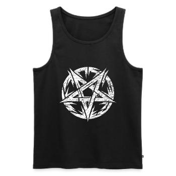 Pentagramme déchiré signe occulte - Débardeur bio Premium Homme - noir - Devant - AI Model Male 178 light (178cm)