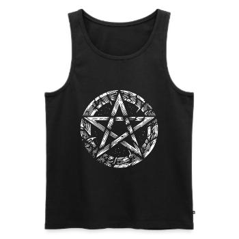 Pentagramme déchiré signe occulte - Débardeur bio Premium Homme - noir - Devant - AI Model Male 178 light (178cm)