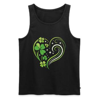 Cœur de légumes verts avec trèfle - Débardeur bio Premium Homme - noir - Devant - Michal (187cm)